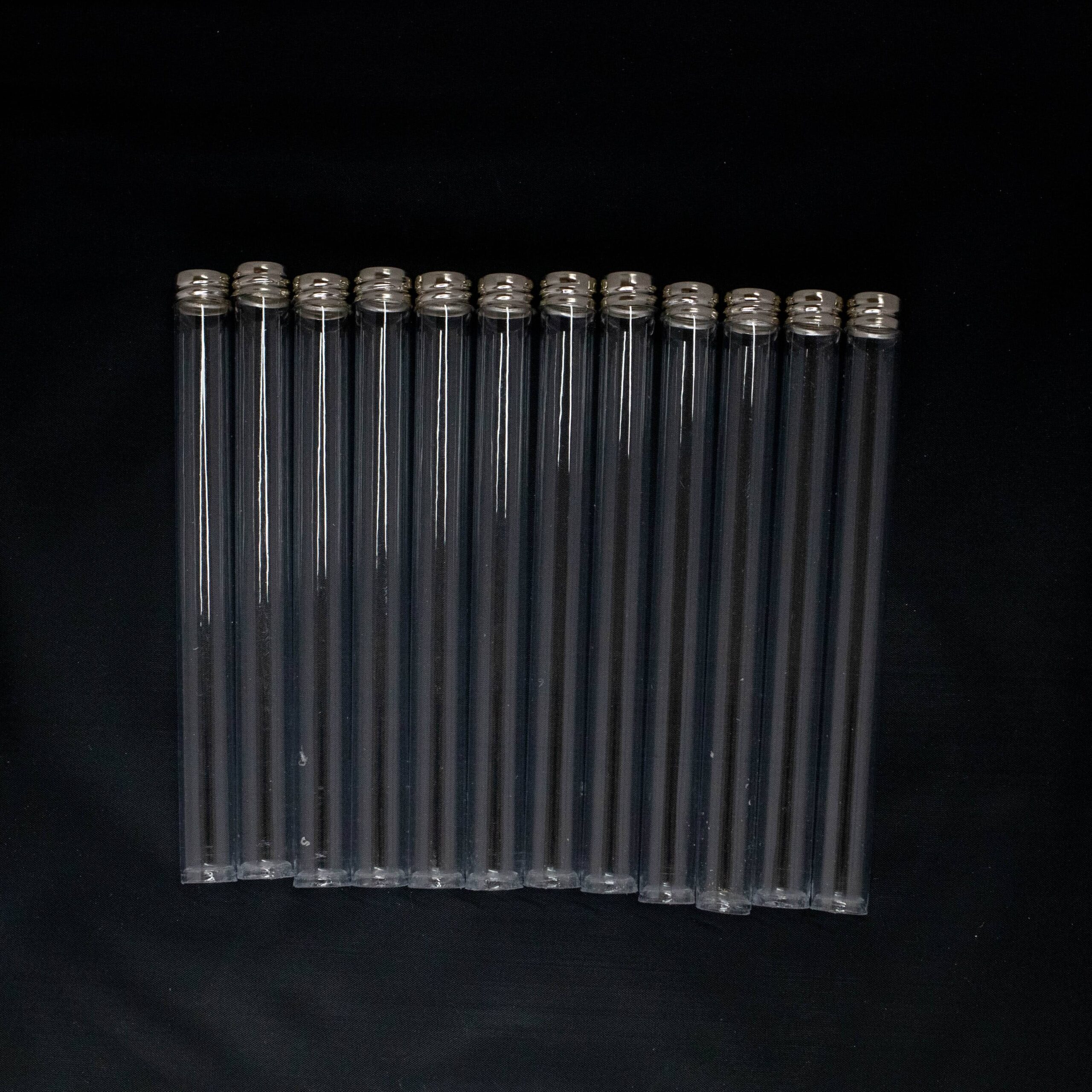12 Clear Blade storage tubes w/Screw on Caps .5″X5.5″ 